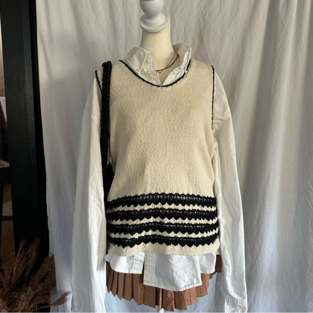 J JILL preppy cotton knit sweater vest - small
